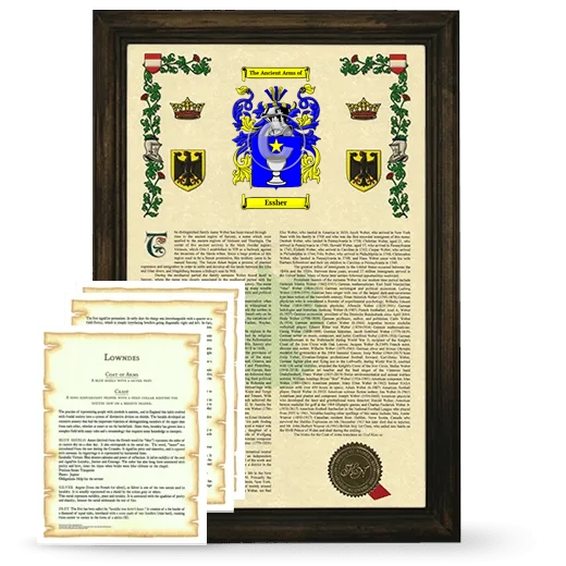 Essher Framed Armorial History and Symbolism - Brown