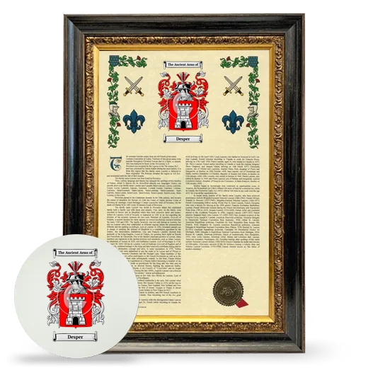 Desper Framed Armorial History and Mouse Pad - Heirloom