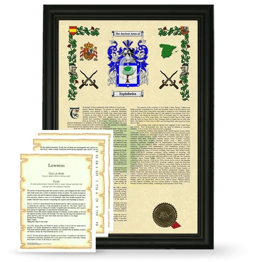 Espinheira Framed Armorial History and Symbolism - Black