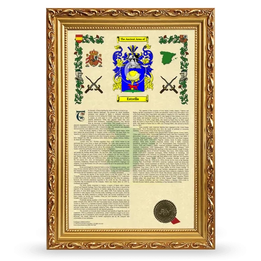 Estrella Armorial History Framed - Gold