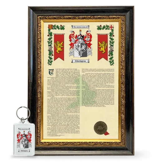 Etherington Framed Armorial History and Keychain - Heirloom