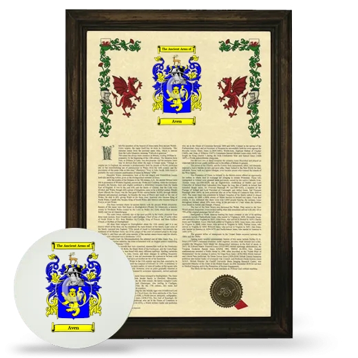 Aven Framed Armorial History and Mouse Pad - Brown