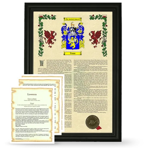 Yvans Framed Armorial History and Symbolism - Black