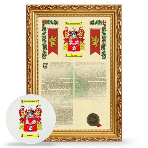 Everett Framed Armorial History and Mouse Pad - Gold