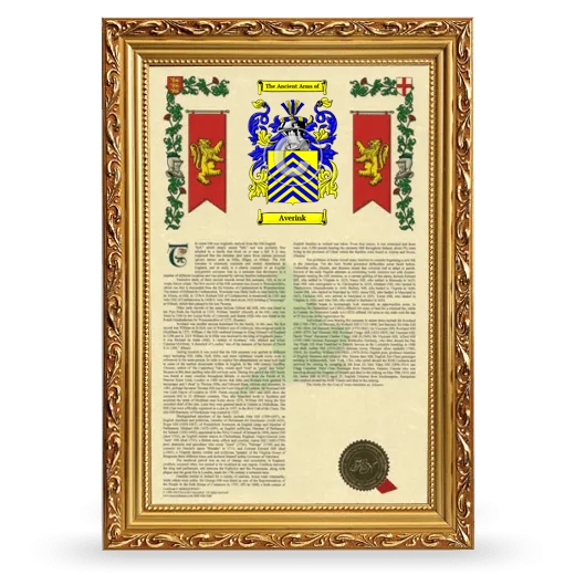 Averink Armorial History Framed - Gold