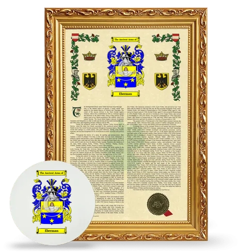 Eberman Framed Armorial History and Mouse Pad - Gold