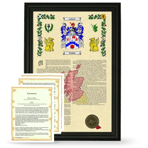 Yewine Framed Armorial History and Symbolism - Black