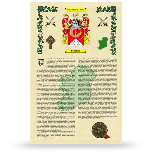 Feaghan Armorial History with Coat of Arms