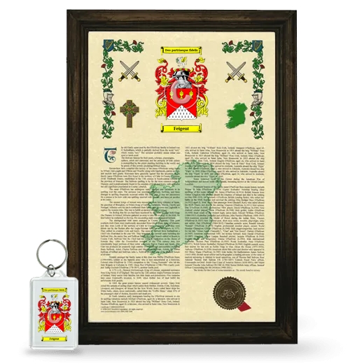 Feigent Framed Armorial History and Keychain - Brown