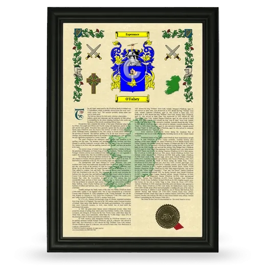 O'Fahey Armorial History Framed - Black