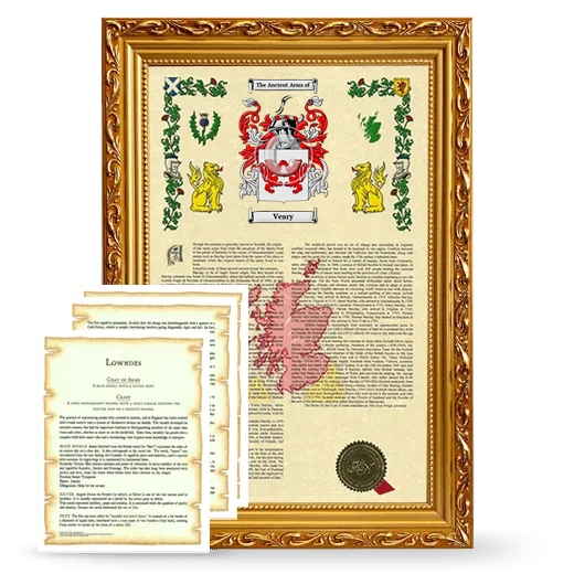Veary Framed Armorial History and Symbolism - Gold