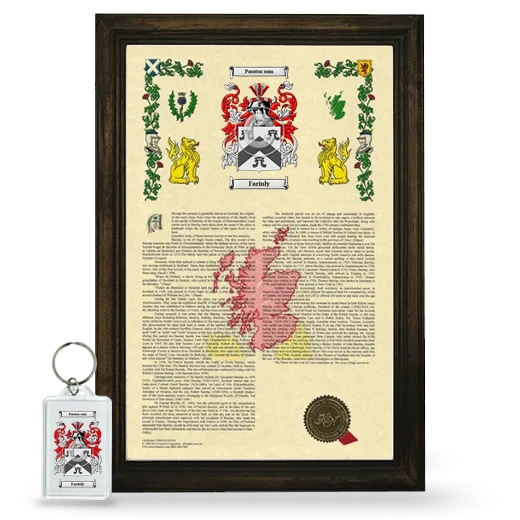 Farinly Framed Armorial History and Keychain - Brown