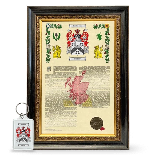 Ffarlay Framed Armorial History and Keychain - Heirloom