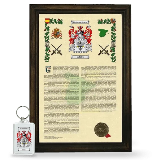 Defalco Framed Armorial History and Keychain - Brown