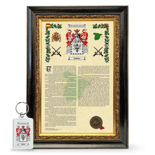 Defalco Framed Armorial History and Keychain - Heirloom