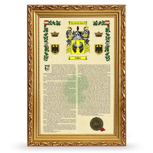 Falkes Armorial History Framed - Gold