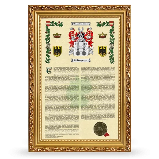 Fallkenperger Armorial History Framed - Gold