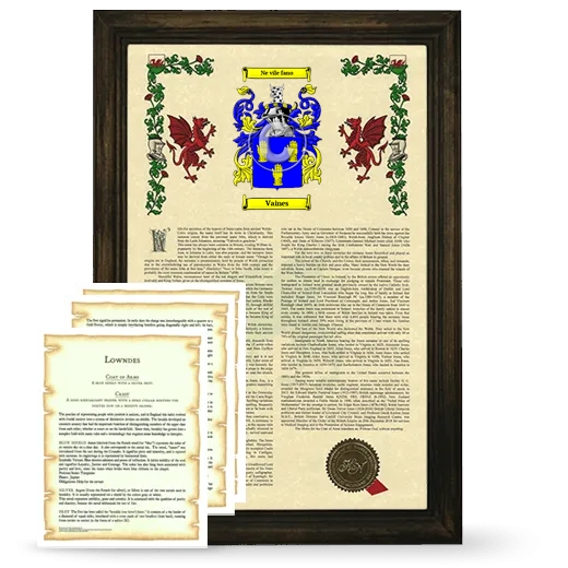 Vaines Framed Armorial History and Symbolism - Brown