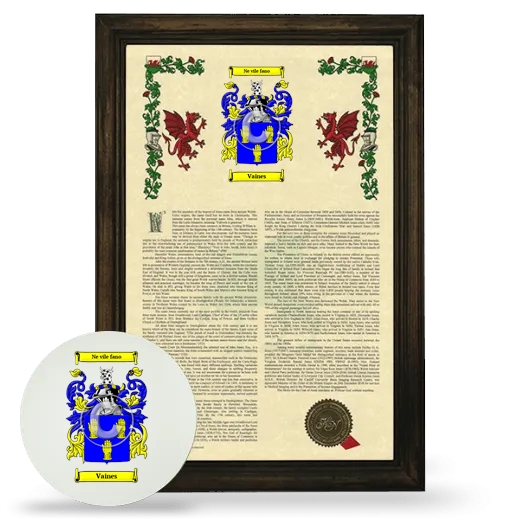 Vaines Framed Armorial History and Mouse Pad - Brown