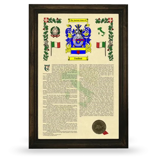 Fanfani Armorial History Framed - Brown