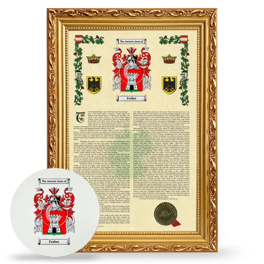 Ferber Framed Armorial History and Mouse Pad - Gold