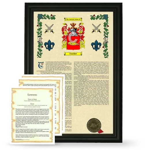 Fauchet Framed Armorial History and Symbolism - Black