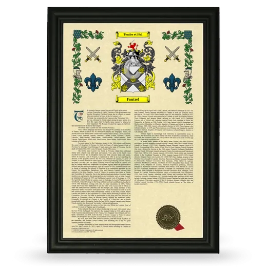 Fautrel Armorial History Framed - Black