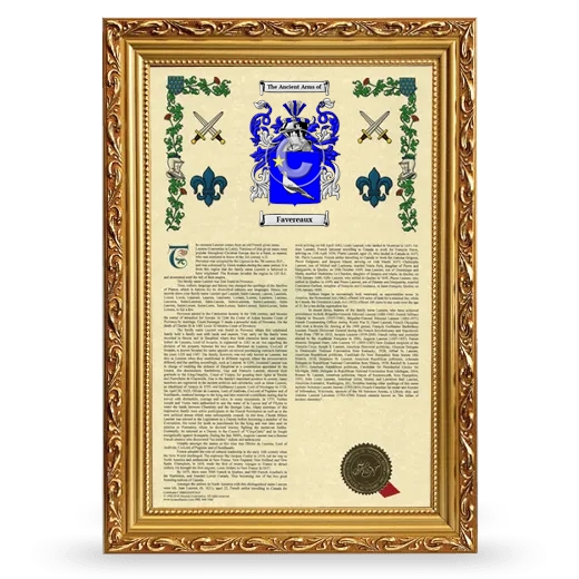 Favereaux Armorial History Framed - Gold