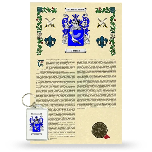 Favreau Armorial History and Keychain Package
