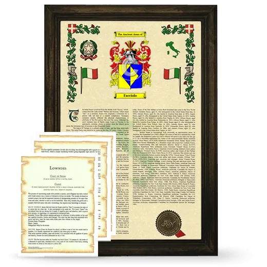 Facciolo Framed Armorial History and Symbolism - Brown