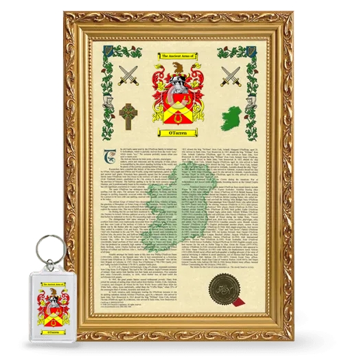 O'Farren Framed Armorial History and Keychain - Gold