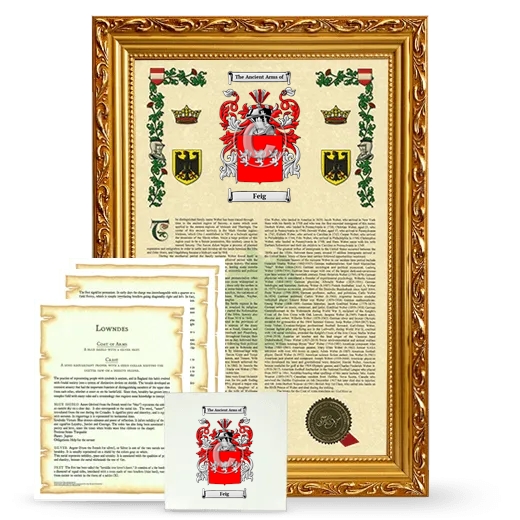 Feig Framed Armorial, Symbolism and Large Tile - Gold