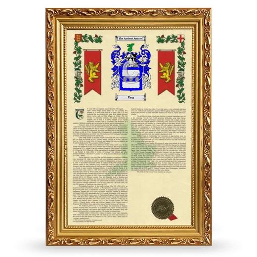 Ven Armorial History Framed - Gold