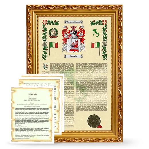 Ferarilo Framed Armorial History and Symbolism - Gold