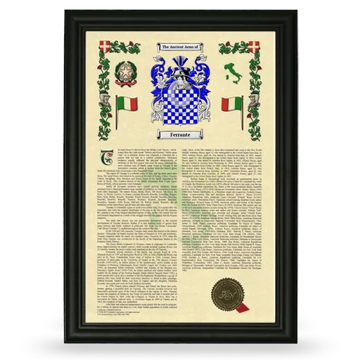 Ferrante Armorial History Framed - Black