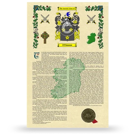 O'Finnane Armorial History with Coat of Arms