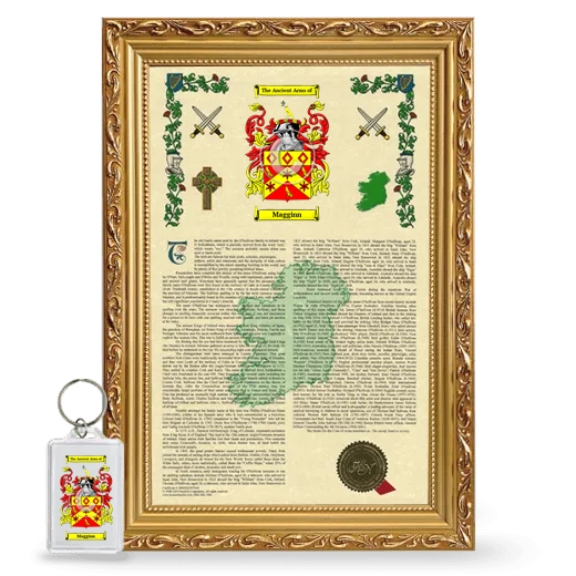 Magginn Framed Armorial History and Keychain - Gold