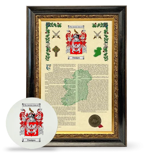 Finnigan Framed Armorial History and Mouse Pad - Heirloom