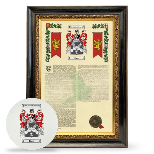 Fishe Framed Armorial History and Mouse Pad - Heirloom
