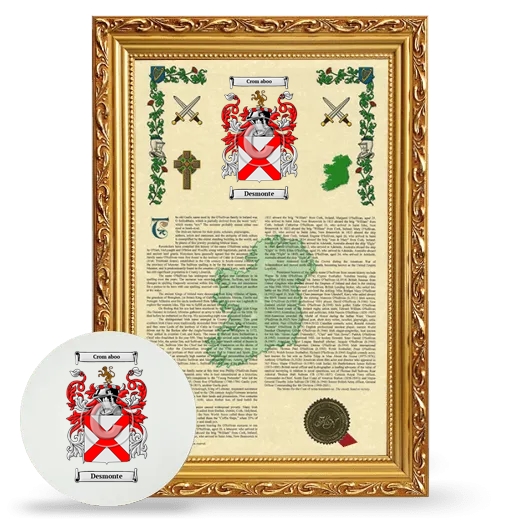 Desmonte Framed Armorial History and Mouse Pad - Gold