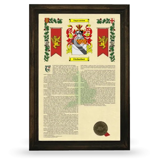 Fitzhurbert Armorial History Framed - Brown