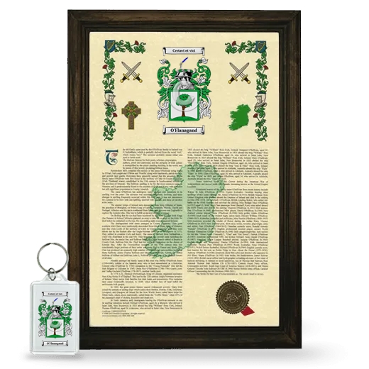 O'Flanagand Framed Armorial History and Keychain - Brown