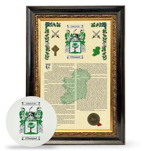O'Flanagynd Framed Armorial History and Mouse Pad - Heirloom