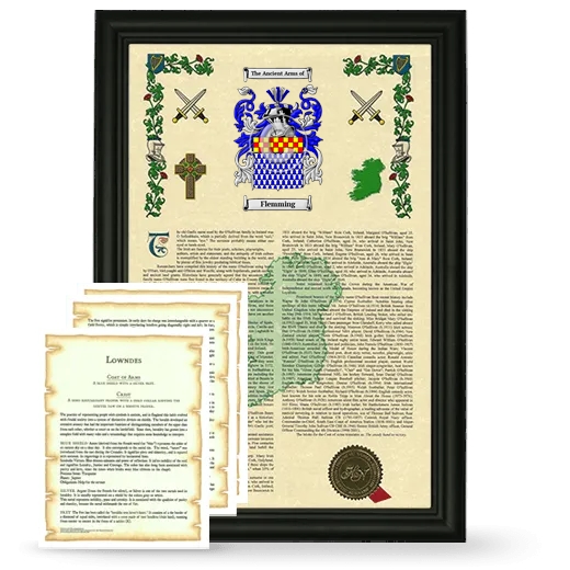 Flemming Framed Armorial History and Symbolism - Black