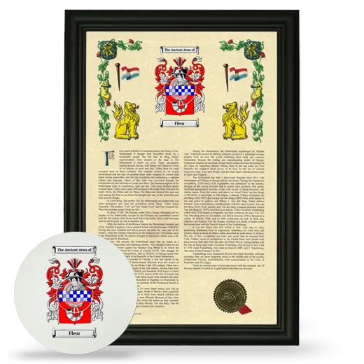 Fleur Framed Armorial History and Mouse Pad - Black