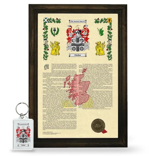Flesher Framed Armorial History and Keychain - Brown