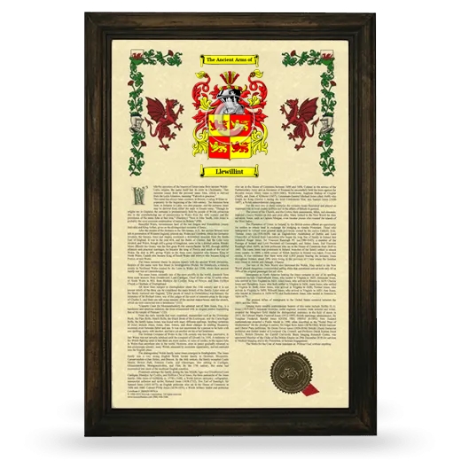 Llewillint Armorial History Framed - Brown