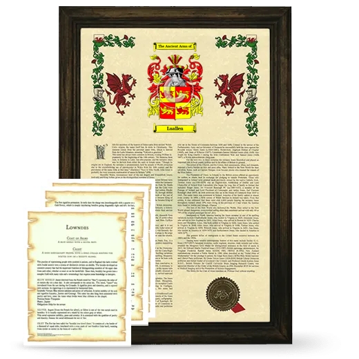 Luallen Framed Armorial History and Symbolism - Brown