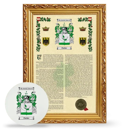 Flucker Framed Armorial History and Mouse Pad - Gold