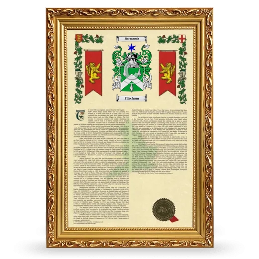 Flinchum Armorial History Framed - Gold